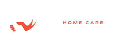 Angels My Way Home Care Services logo featuring a stylized red footprint with wing design, representing senior in-home care support.